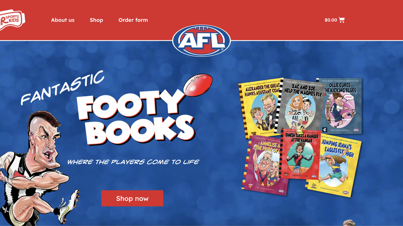 Screenshot of the VR Sports Kids website